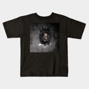 Wonderful dark lion with a half women face Kids T-Shirt